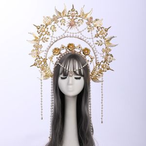 Zonnegodin Angel KC Halo Crown Headpiece Gold Queen Anna Barok Pearl Tiara Hoofdband Lolita Collection Gothic Accessories