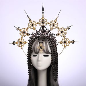 Sun Goddess Barokke kopstuk Gothic Halo Lolita Tiara Crown Headband Halloween Vintage Accessoires Dropping