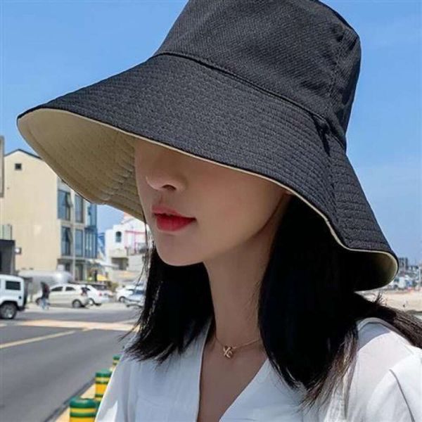 Chapeau de soleil, chapeau de pêcheur féminin, chapeau de randonnée Printemps/été Tendance Double face Couvre-visage et Anti Chapeau, Chapeau de Protection Solaire à Grand Bord