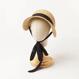 Chapeau de soleil pour enfants activités de plein air sangles de menton ajustement du chapeau de paille filles raffia