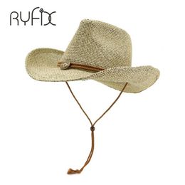 Chapeau de soleil pour hommes et femmes chapeaux d'été personnalisé chapeau de paille de cowboy occidental chapeau de plage HA18 220407241b