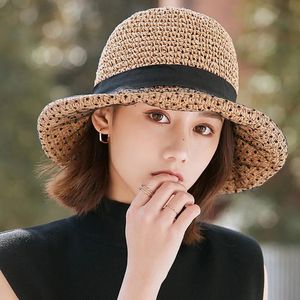 Sol Gat for Women Beach Sombreros para mujeres Dot de verano Papel de encaje de encaje Sombro Sombro de protección solar transpirable Hat 240528