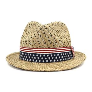 Chapeau de soleil Panama femmes été plage paille drapeau ruban respirant vacances Protection UV casquette extérieure accessoire pour dame G220301