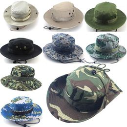 Sun Hats Cap Men Women Camouflage Bucket Hat With String Fisherman Cap Panama Safari Boonie12716