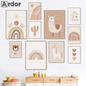 Sun Heart Rainbow Wall Art Affiche Cactus ours ALPACA TOULEUR PEINTURES PRINTERIE PRINTS AFFICATIONS BOHO PATOLE BABY ROOM Decor 240426