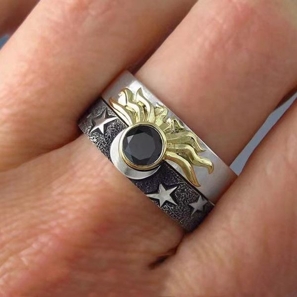 Sun Moon Parejas Anillo Anillo ajustable Anillo abierto Anillo de dedo Anillo de moda Amantes Anillos de dedo bff Anillo de mejores amigos Pareja emparejada