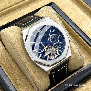 Sun Moon Stars Mens Mens entièrement automatique Tourbillon Mechanical Watch Large Calan Immasproof Night Glow