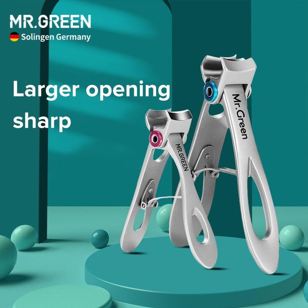 Sun Mr.Green Clippers de uñas Conoce la mandíbula de acero inoxidable de acero inoxidable abertura de manicura de la altura de los dedos de la altura gruesa de la uña de la uña enrollada 2 piezas