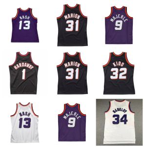 Sun Penny Hardaway Basketball Jersey Phoenixs Marion Jason 31 Kidd Dan 9 Majerle Charles Barkley Steve Nash Mitchell et Ness Throwback Noir Violet Blanc Taille S-XXL