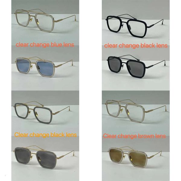 Les couleurs de l'objectif GLAS photochromique Sun Changement changé au soleil de Crystal Clear à Dark Design 006 Cadres carrés vintage Style populaire UV400 Protection Outdoor SHE VTAGE