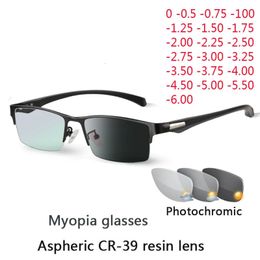 Zon Pochrome Bijziendheid Brillen Optische Mannen student Afgewerkt Bijziendheid Brillen recept Brilmontuur Half Velg -1.0 -4.0 240126