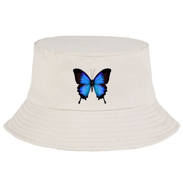 Chapeau de protection solaire pour loisirs, plage, extérieur, bleu neutre, papillon, pêcheur, seau pliable en coton, Panama, 1II76