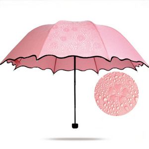 Parapluie soleil/pluie pliant pour femmes, Portable, Anti-UV, toucher l'eau, peut fleurir, Parasol étanche, cadeau pour filles