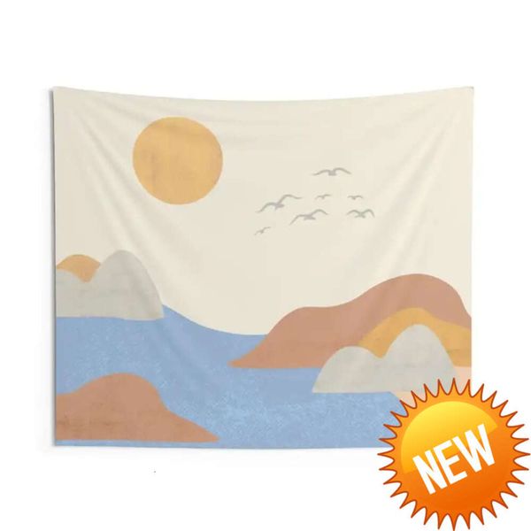 Tapeçaria de sol estética boho decoração de praia tapeçaria natureza minimalista tapeçaria decoração de parede vintage boho decoração de berçário pendurado decoração de casa