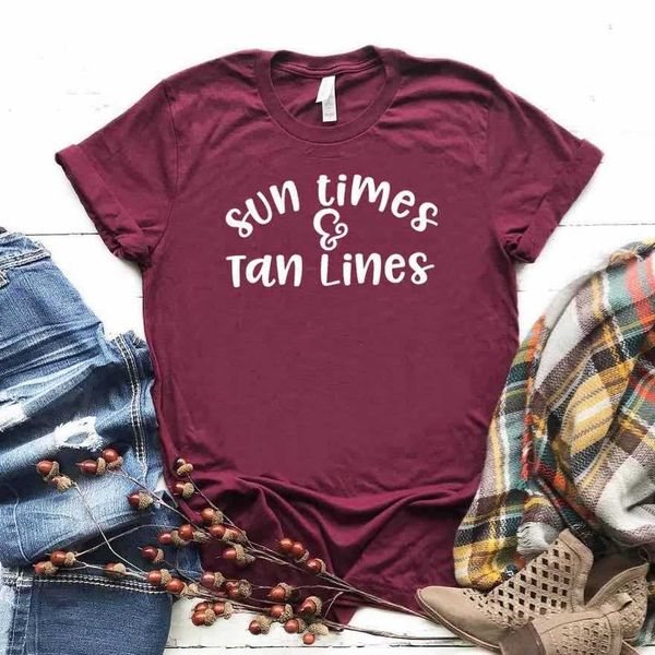 Sun Times Than Lines T-shirt femme décontracté Hipster drôle T-shirt dame Yong haut pour fille goutte