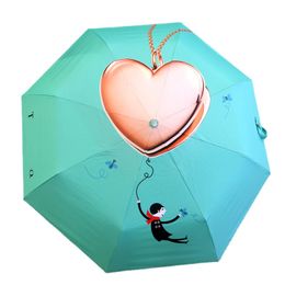 Parasols Parasols Drie opvouwbare vrouwen UV-dames Winddicht Paraplu's Gift Ideas UPF50 +