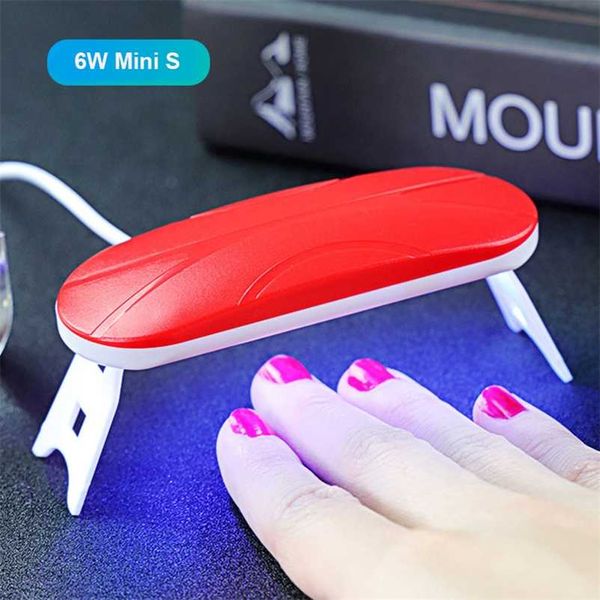 SUN UV Mini Lámpara de uñas 6W Secador de esmalte Máquina de acrílico plegable Luz de curado LED portátil 220207