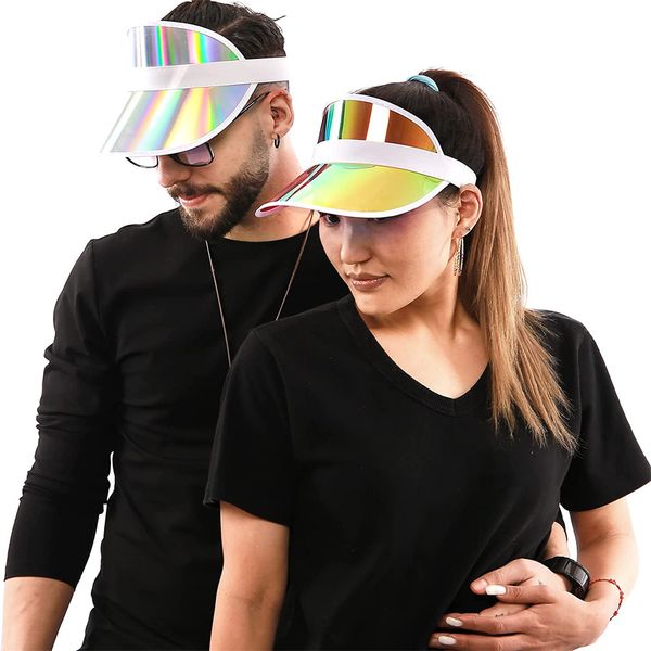 Sombreros con visera para mujer y hombre, visera holográfica láser de PVC, gorra deportiva para fiesta de boda, gorra de playa ajustable
