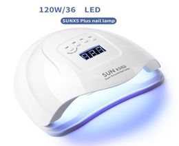 Sun x5plus 120W S￩cheur ￠ ongles UV LED LED lampe ￠ ongles LED 10S 30S 509S Ensemble avec un dispositif de d￩tection automatique peut gu￩rir la collet Light2635345