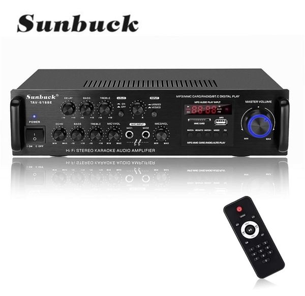 SUNBUCK TAV6188E 2500W bluetooth 50 amplificador de Audio estéreo Home Theater AMP coche 5CH AUX USB FM SD 2110118522653