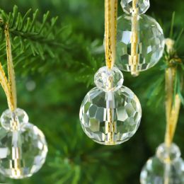 Suncatchers 2024 Decoraciones para árboles de Navidad Adornos de bolas de cristal transparente Atrapasueños Adorno de cristal colgante Fiesta de Navidad Decoración del hogar 12 piezas