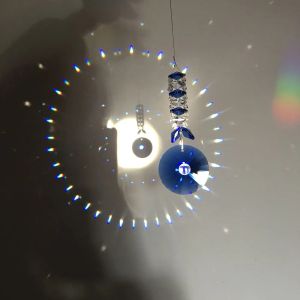 Attrape-soleil en cristal bleu 40mm, fabricant d'arc-en-ciel, ornement de fenêtre suspendu, Souvenir, cadeau de noël, décoration de mariage à domicile
