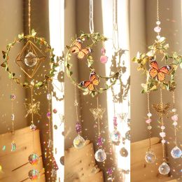 Suncatchers Sun Catcher Carillons éoliens en cristal Étoile Lune Amour Coeur Diamant Prismes Pendentif Suspendu Attrape-Lumière Faire Goutte Décor À La Maison