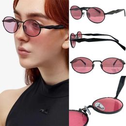 Sunclasses avec logo Padaa SPR65Z Oval Metal Frame Designer Dégradé Élégant Hommes et Femmes Lunettes de Soleil Acétate Miroir Jambes avec Symbole Motif Vacances