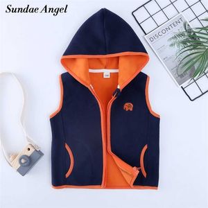 Sundae Angel Polar Fleece Chaleco Niña Otoño Con Capucha Animal Chalecos Para Niños Alta Calidad Niños Gilet Fille Niños Chalecos 2-8 Y 211203