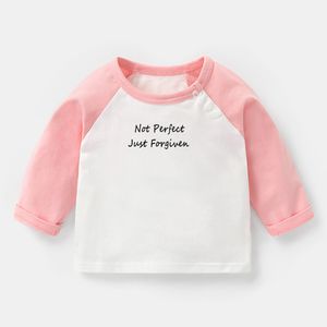 Zondag funday Design pasgeboren baby t-shirts niet perfect, gewoon vergeven christelijke printen raglan kleur lange mouw tee tops