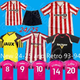 Sunderland 24 25 Roberts Home Away Soccer Jerseys Gooch Stewart Simms Amad Clarke Dajaku Ebleton Evans O'Nien 2024 25 Shirt Football Pritchard 1994 1993 Yellow 93 94