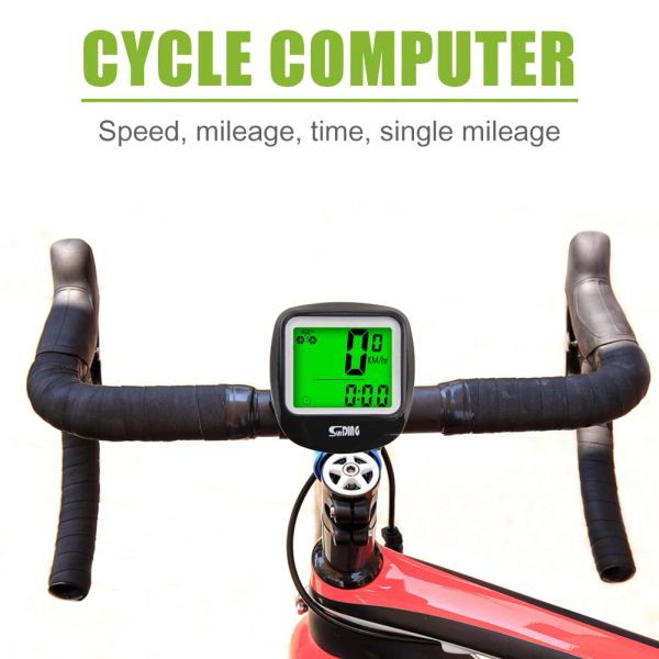 Sunding MTB Bike Wired Computer SpeedBeter Bicycle Digital LCD Affichage du compteur de vélo d'empilement imperméable avec rétroéclairage avec rétroéclairage