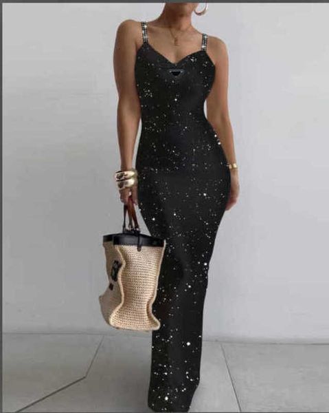 Robe de soleil designer des femmes d'été robe décontractée streetwear sexy noire diamant chaud petite écharpe robes tricotée veste longue robe mince