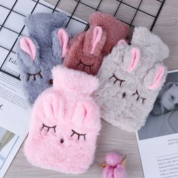 Zonkjassen herbruikbare Winter Warm warmte Hand Warmer PVC Stress Pain Relief Therapy Hot Water Bottle Tas met gebreide Soft Rabbit Cozy Cover RRE15252