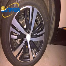 Sunfada 18 Fibre de carbone Rimprints Wheel Hub Rim Decal Stickers for Peugeot 3008 5008 2017 2018 Car Styling224Z