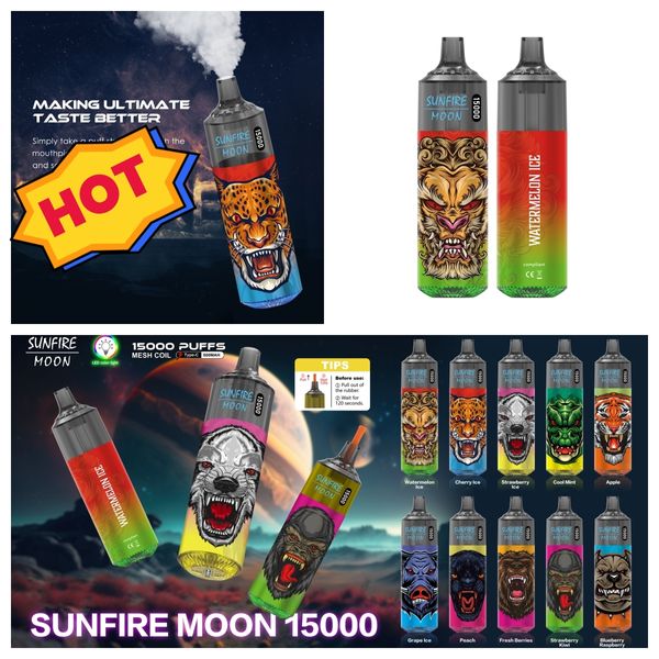 Sunfire 15000 Puffs Disposables Vape 20ml Pen Séparation du noyau d'huile E-cigarettes 600mAh VapeS rechargeables France, Espagne, Japon libre