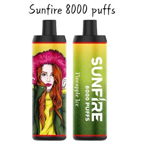 Sunfire 8000 Puffs Puff de haute qualité 8000 Vaper Pen jetable Vape Vape Wholesale Vape Electronic Cigarette Big Smoking OEM Vape 600mAh Battery Type-C Charger Vape