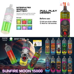 Sunfire Moon 15000 Puffs Vape jetable 20 ml Préfaisé 600mAh Discartement cigarette en option 0mg 20mg 30mg 50mg en gros I Vape Allemagne Thaïlande Maroc Vape bon marché