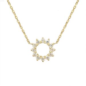 Tournesol brillant Vvs Moissanite diamants véritable collier en or 14 carats 18 carats pour femme