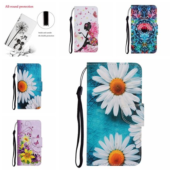 Cas de tournesol pour Samsung A54 A34 A04S M13 4G 5G A04 M23 F23 M40S 23designs Portefeuille en cuir Mode Fleur Chat Crâne Filles Lady Lover Card Slot Holder Flip Cover Pouch