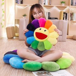 Zonnebloem Bloem Pluche Kussen Kawaii Smile Sunshine Comfortabele Knuffel Zachte Pop Kat Huisdier Sofa Kussen Mat Kussen Thuis slaapkamer Decor EW0019