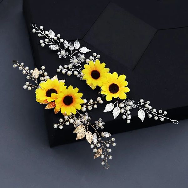 Girasol Haiband Clip de pelo de boda Hada Floral Diadema Tiaras para mujeres Charm Girls Daily Headpiece Joyería nupcial 240311