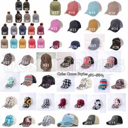 Zonnebloem Paardenstaart Hoed 54 Stijlen Cross Mesh Back Baseball Cap Gewassen Verontruste Messy Bun Ponycaps Trucker Hoeden ZZA3225