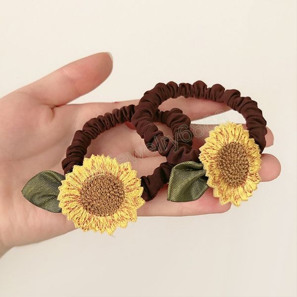 Tournesol Élastique Cheveux Cordes pour Femmes Filles D'été Fleurs Cravates Élastiques Bandes De Cheveux Scrunchy Enfants Cheveux Accessoires