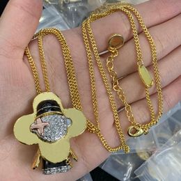 Chaîne de pull tournesol classique 4/trèfle à quatre feuilles avec pendentifs en nacre plaqué or 18 carats pour femme et fille, bijoux de fiançailles pour la Saint-Valentin, la fête des mères