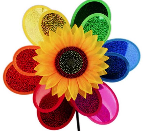 Girasol molino de viento colorido viento Spinner hogar jardín decoración patio niños juguete GC792