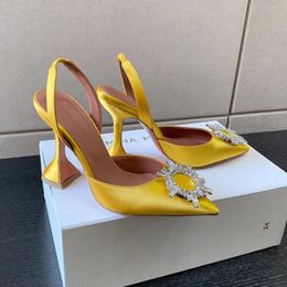 tournesols femmes sandales à talons slingback découpe bout pointu filles pantoufles talons d'été robe de mariage pompes diapositives de plage tongs satin pantoufles zapatos mujers