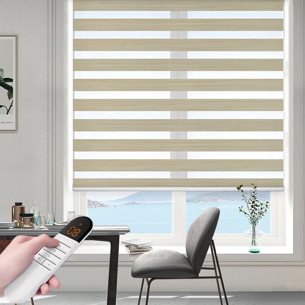 Gauze Sunfree Gauze Stlite de zèbre blanc Valance White Double couche Design Soleil de fenêtre Shade Rouleau pour le salon de la salle de bain