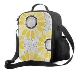Sunfrs Abstract Floral Boîte à lunch isolée Sac à lunch portable avec bandoulière réglable Sac fourre-tout isotherme réutilisable p1r2 #