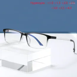 Gafas de sol 0 1.0 1.5 a 4.0 Anti Blue Rays Lector cuadrado Anteojos Mujeres Hombres Moda PC Marco Gafas presbicia Las personas mayores miran cerca